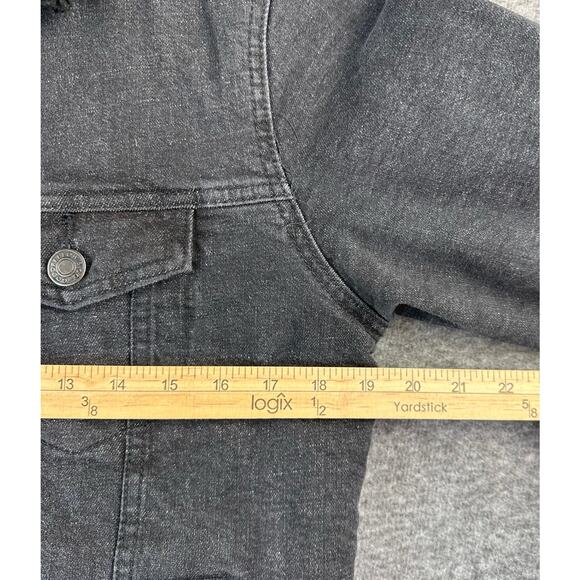 Goodfellow Denim Trucker Jacket Mens Size Small Black Faux Shearling Sherpa - Picture 11 of 11